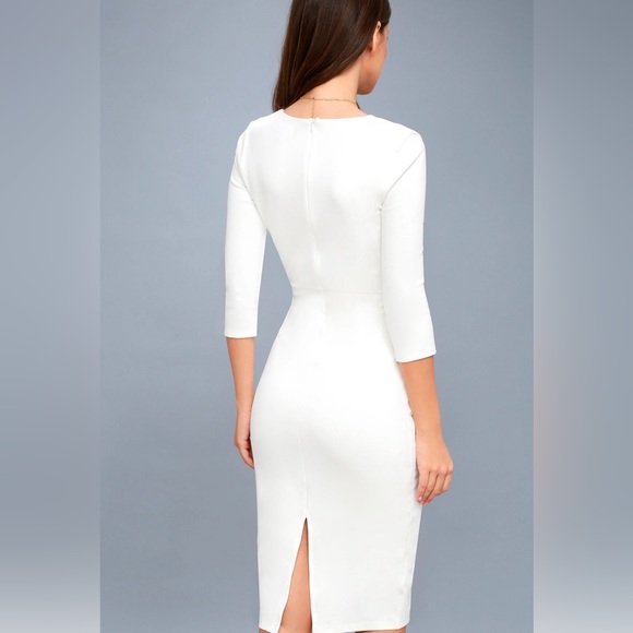 White Bodycon Midi Dress - Picture 4 of 7
